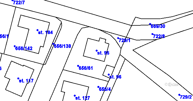 Parcela st. 95 v KÚ Spělov, Katastrální mapa