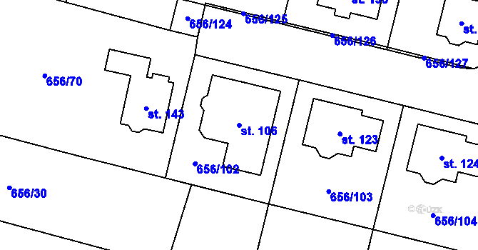 Parcela st. 106 v KÚ Spělov, Katastrální mapa