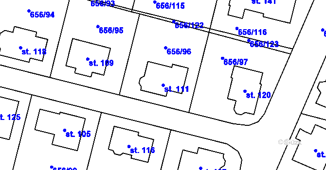 Parcela st. 111 v KÚ Spělov, Katastrální mapa