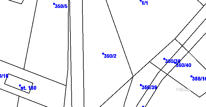 Parcela st. 350/2 v KÚ Spělov, Katastrální mapa