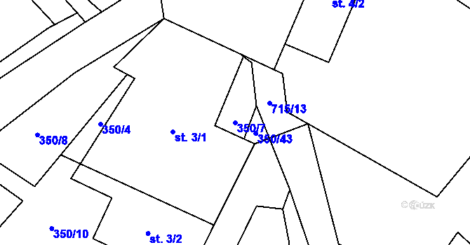 Parcela st. 350/7 v KÚ Spělov, Katastrální mapa