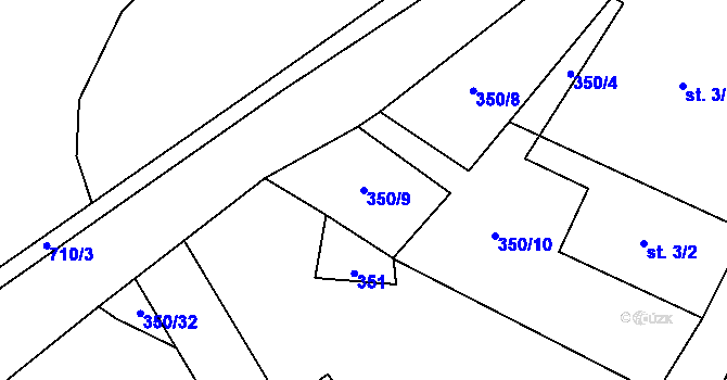 Parcela st. 350/9 v KÚ Spělov, Katastrální mapa