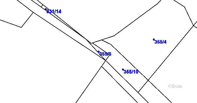 Parcela st. 355/5 v KÚ Spělov, Katastrální mapa