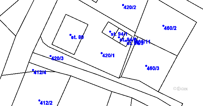 Parcela st. 420/1 v KÚ Spělov, Katastrální mapa