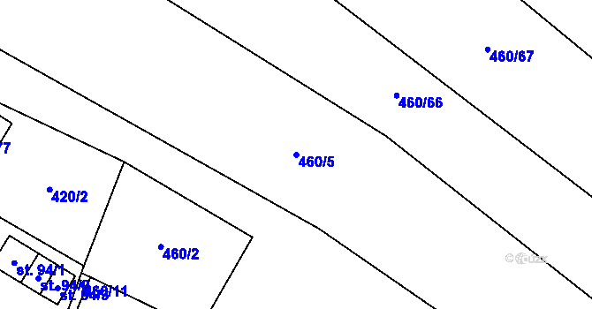 Parcela st. 460/5 v KÚ Spělov, Katastrální mapa