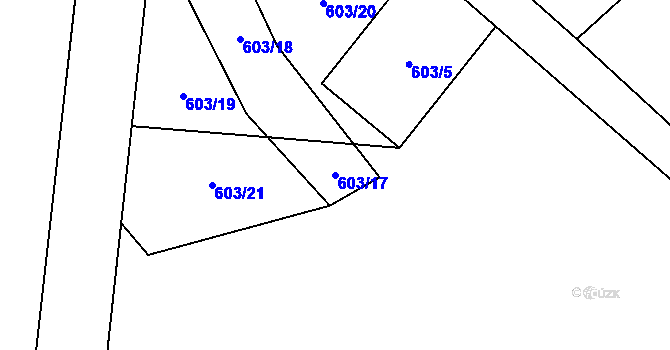 Parcela st. 603/17 v KÚ Spělov, Katastrální mapa