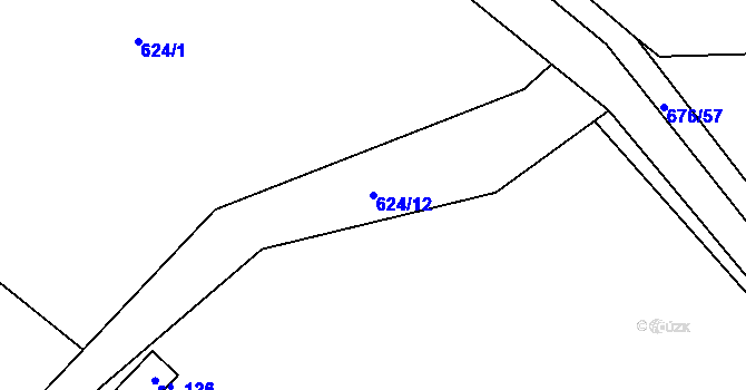 Parcela st. 624/12 v KÚ Spělov, Katastrální mapa