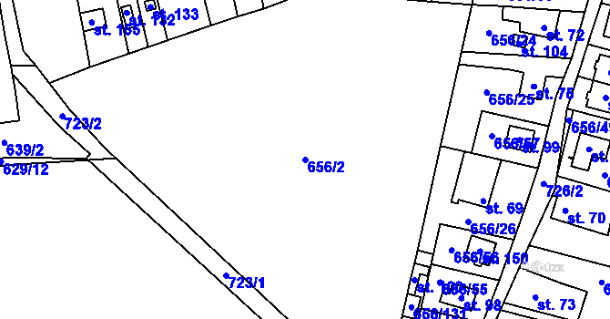 Parcela st. 656/2 v KÚ Spělov, Katastrální mapa