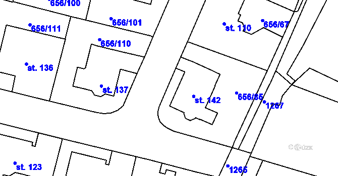 Parcela st. 656/128 v KÚ Spělov, Katastrální mapa