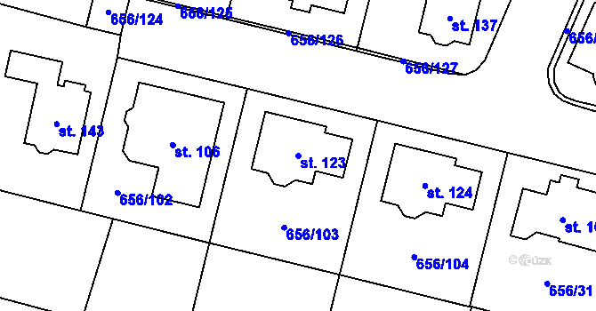 Parcela st. 123 v KÚ Spělov, Katastrální mapa