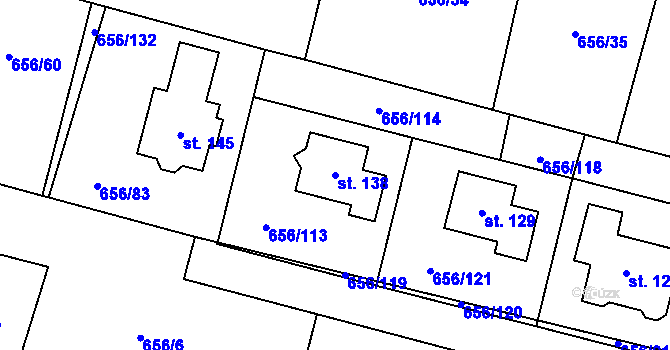 Parcela st. 138 v KÚ Spělov, Katastrální mapa