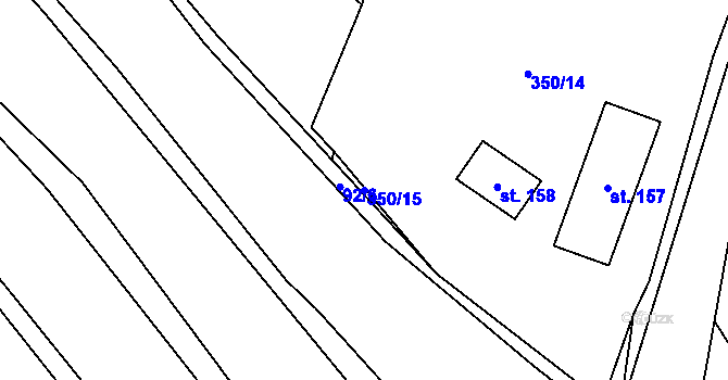 Parcela st. 350/15 v KÚ Spělov, Katastrální mapa