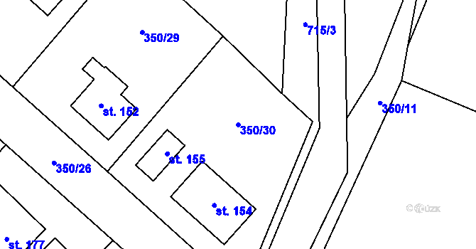Parcela st. 350/30 v KÚ Spělov, Katastrální mapa