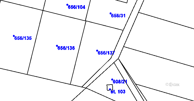 Parcela st. 656/137 v KÚ Spělov, Katastrální mapa