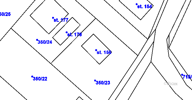 Parcela st. 156 v KÚ Spělov, Katastrální mapa