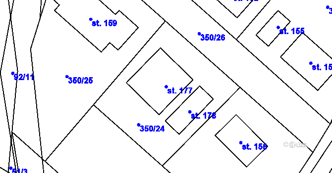 Parcela st. 177 v KÚ Spělov, Katastrální mapa