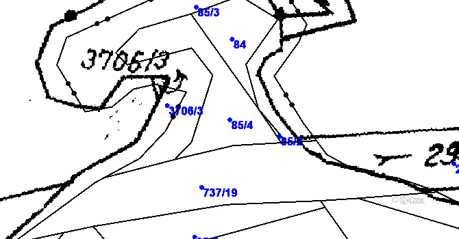 Parcela st. 85/4 v KÚ Spělov, Katastrální mapa