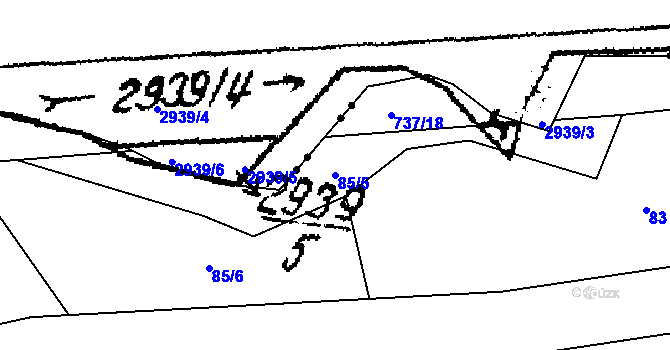 Parcela st. 85/5 v KÚ Spělov, Katastrální mapa