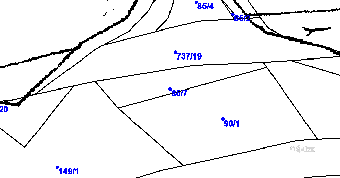 Parcela st. 85/7 v KÚ Spělov, Katastrální mapa