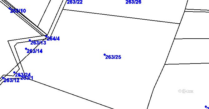 Parcela st. 263/25 v KÚ Spělov, Katastrální mapa