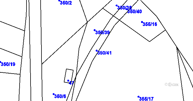 Parcela st. 350/41 v KÚ Spělov, Katastrální mapa