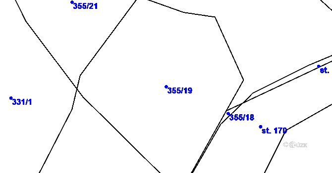 Parcela st. 355/19 v KÚ Spělov, Katastrální mapa
