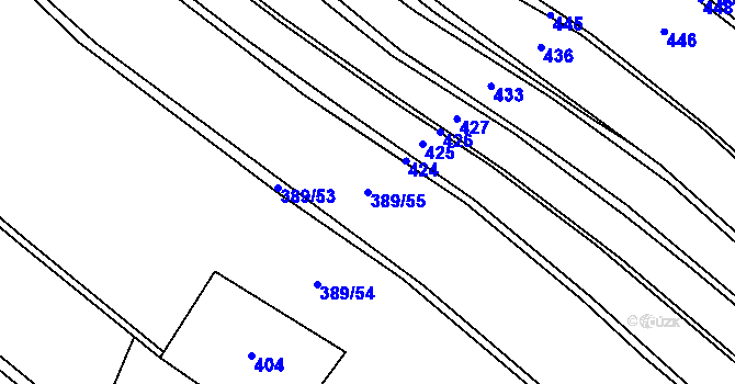 Parcela st. 389/55 v KÚ Spělov, Katastrální mapa
