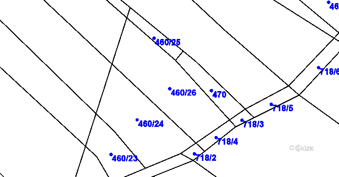 Parcela st. 460/26 v KÚ Spělov, Katastrální mapa
