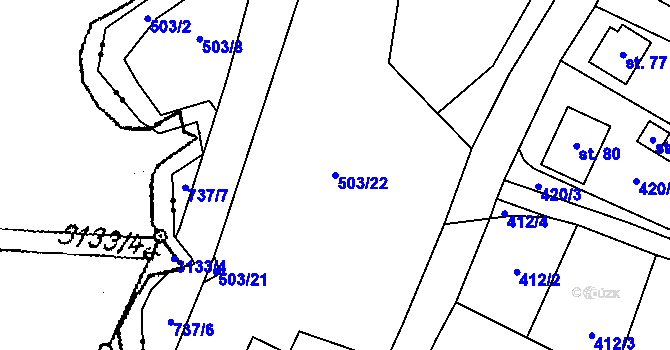 Parcela st. 503/22 v KÚ Spělov, Katastrální mapa