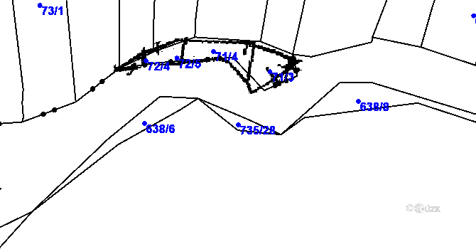 Parcela st. 735/28 v KÚ Spělov, Katastrální mapa