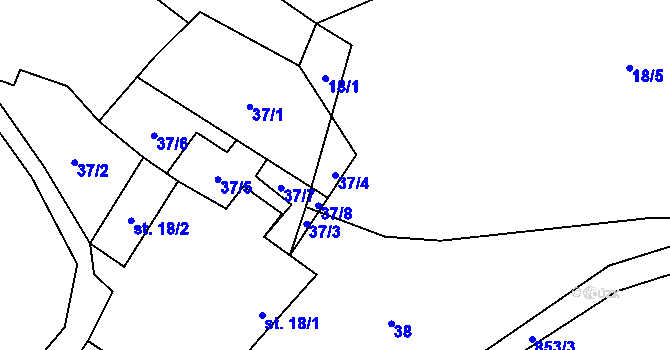Parcela st. 37/4 v KÚ Speřice, Katastrální mapa