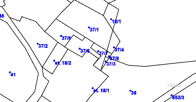 Parcela st. 37/7 v KÚ Speřice, Katastrální mapa