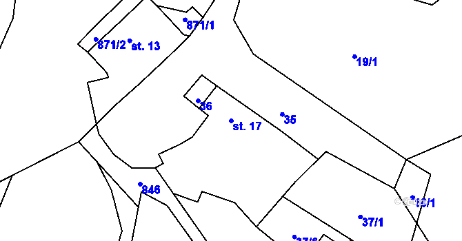 Parcela st. 17 v KÚ Speřice, Katastrální mapa