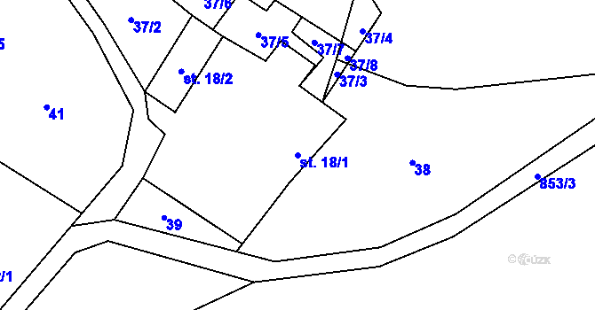Parcela st. 18/1 v KÚ Speřice, Katastrální mapa