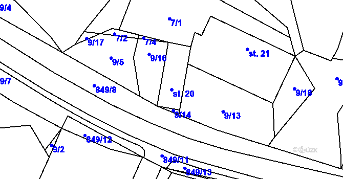 Parcela st. 20 v KÚ Speřice, Katastrální mapa