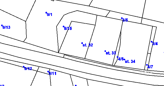 Parcela st. 32 v KÚ Speřice, Katastrální mapa