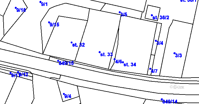 Parcela st. 33 v KÚ Speřice, Katastrální mapa