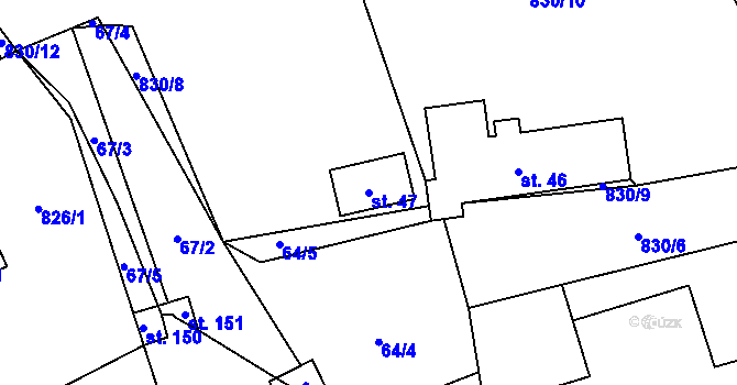 Parcela st. 47 v KÚ Speřice, Katastrální mapa