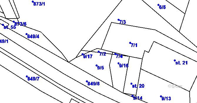 Parcela st. 7/2 v KÚ Speřice, Katastrální mapa