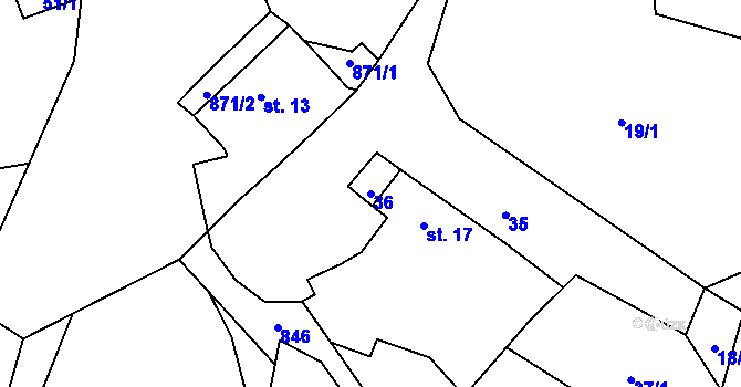 Parcela st. 36 v KÚ Speřice, Katastrální mapa