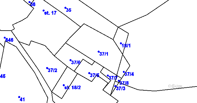 Parcela st. 37/1 v KÚ Speřice, Katastrální mapa