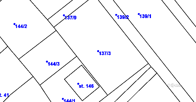 Parcela st. 137/3 v KÚ Speřice, Katastrální mapa