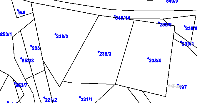 Parcela st. 238/3 v KÚ Speřice, Katastrální mapa