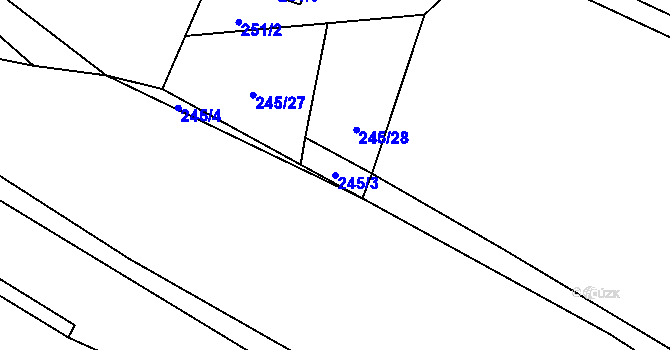Parcela st. 245/3 v KÚ Speřice, Katastrální mapa