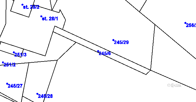 Parcela st. 245/6 v KÚ Speřice, Katastrální mapa