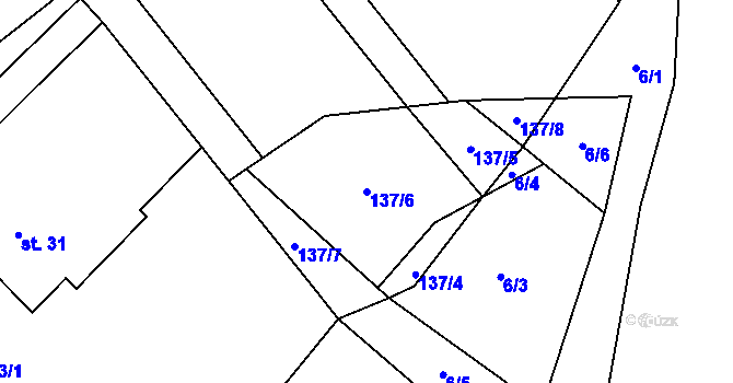 Parcela st. 137/6 v KÚ Speřice, Katastrální mapa