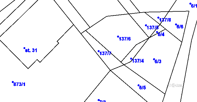 Parcela st. 137/7 v KÚ Speřice, Katastrální mapa