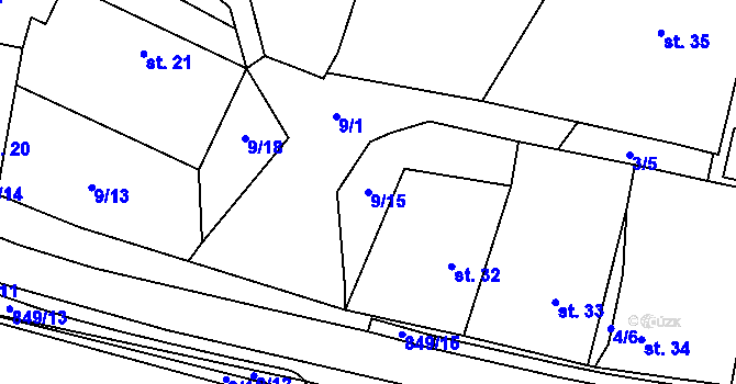 Parcela st. 9/15 v KÚ Speřice, Katastrální mapa