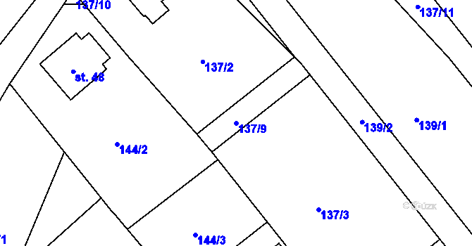 Parcela st. 137/9 v KÚ Speřice, Katastrální mapa