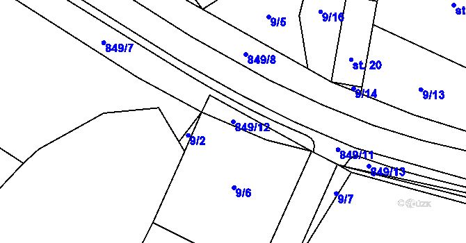 Parcela st. 849/12 v KÚ Speřice, Katastrální mapa